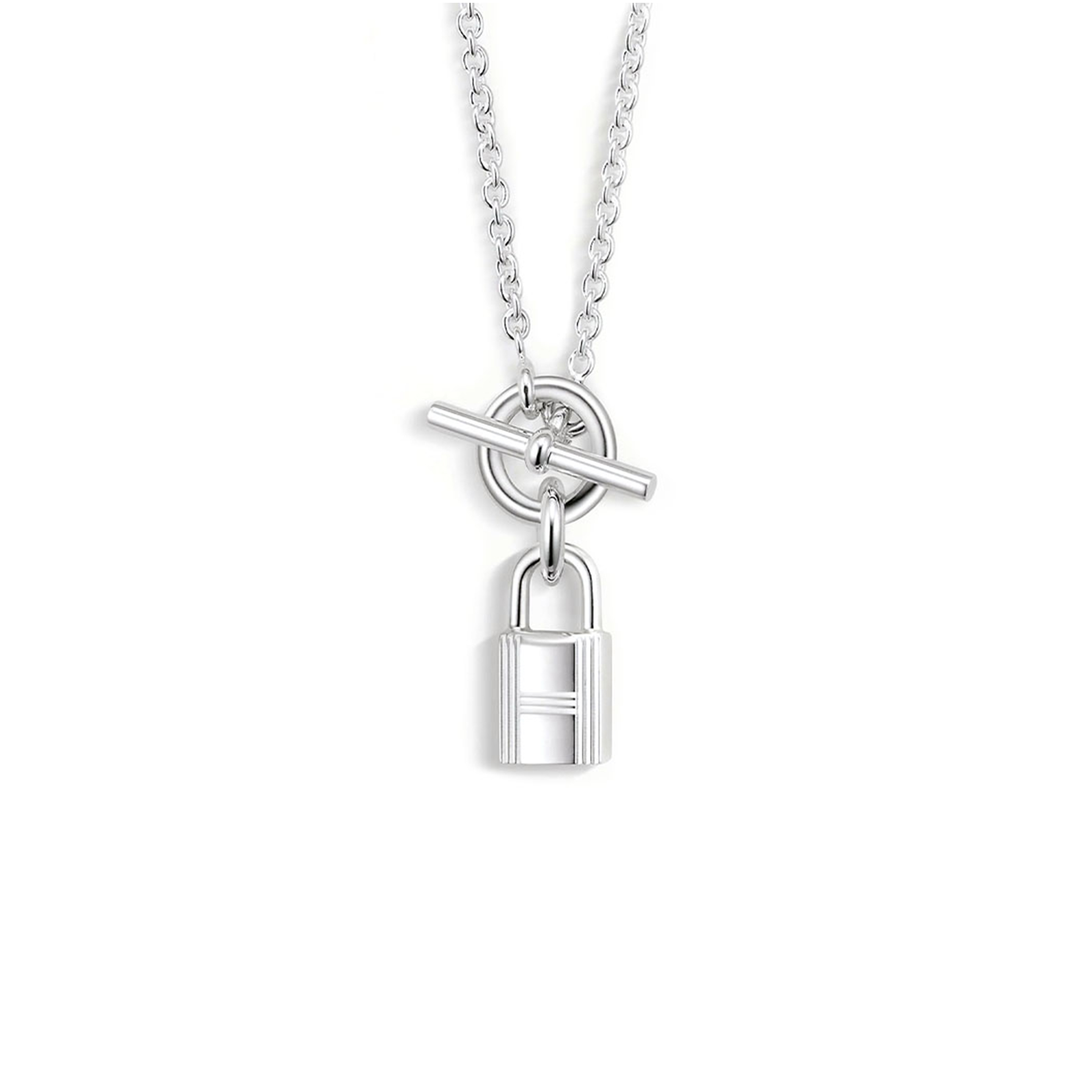 HERMÈS SILVER KELLY CADENAS PENDANT NECKLACE 